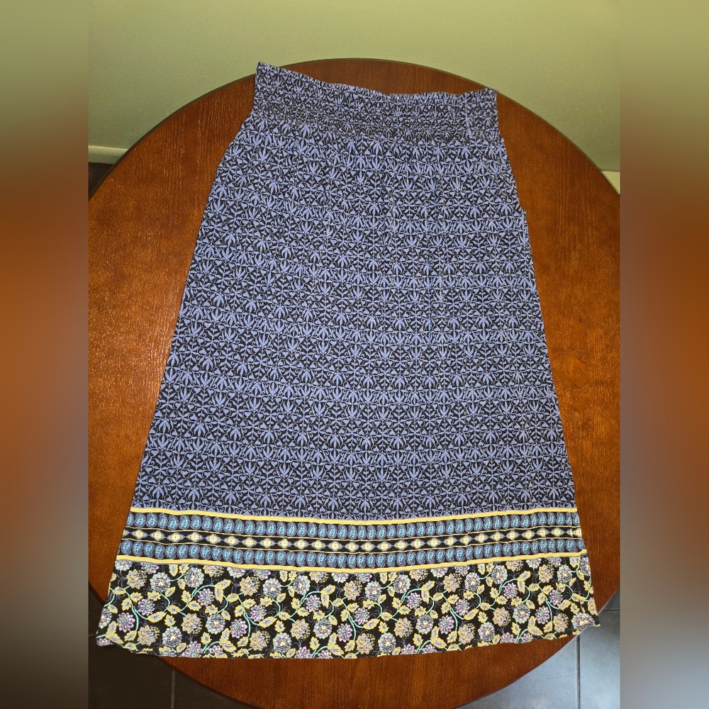 J Jill Maxi Skirt Women's Boho Blue Medium Floral Pockets